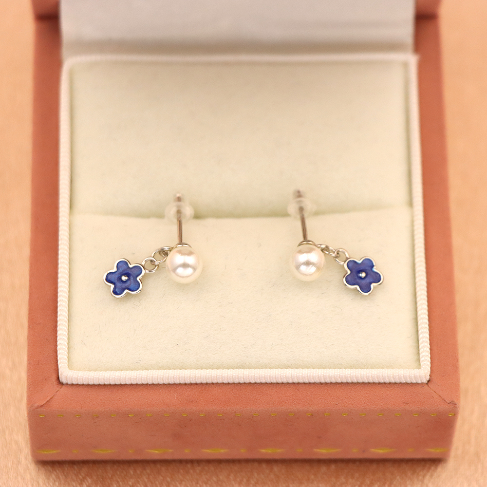 S925 Silver Maiden flower stud earrings Femininity Sweet Mori tie earrings