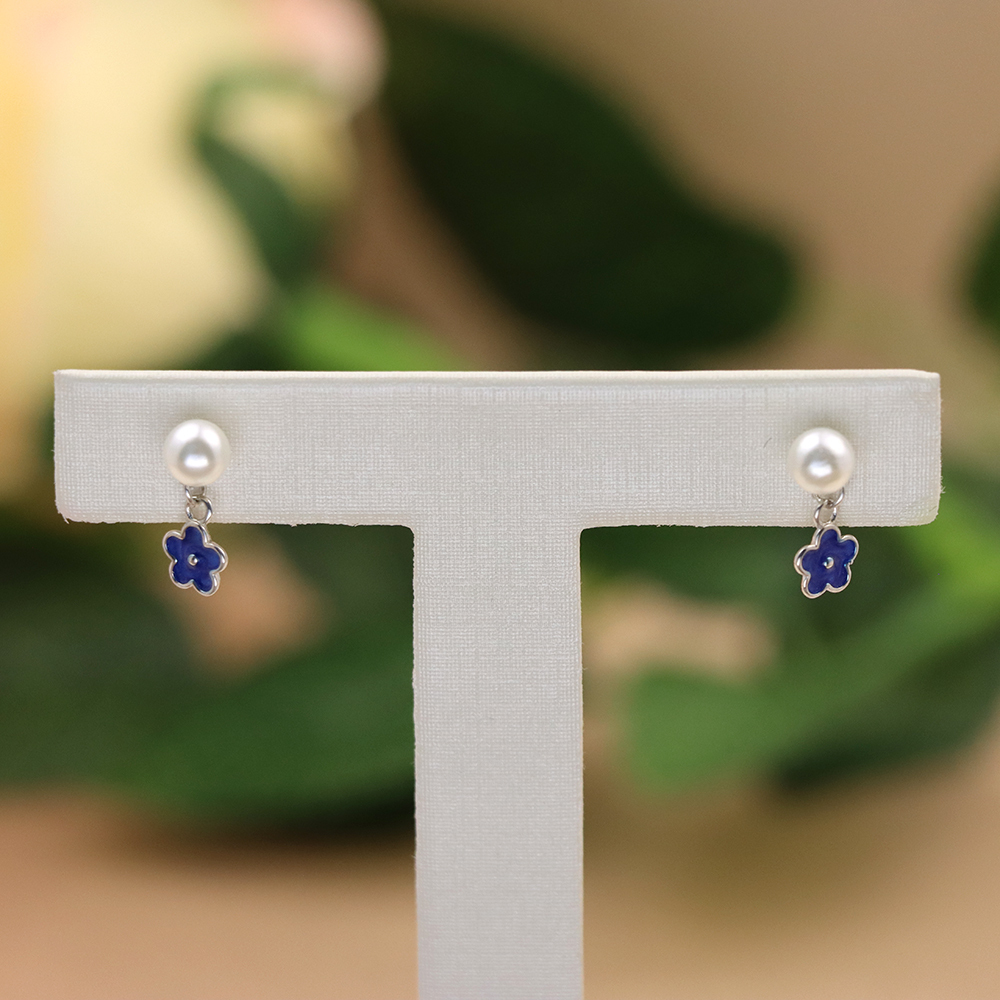 S925 Silver Maiden flower stud earrings Femininity Sweet Mori tie earrings