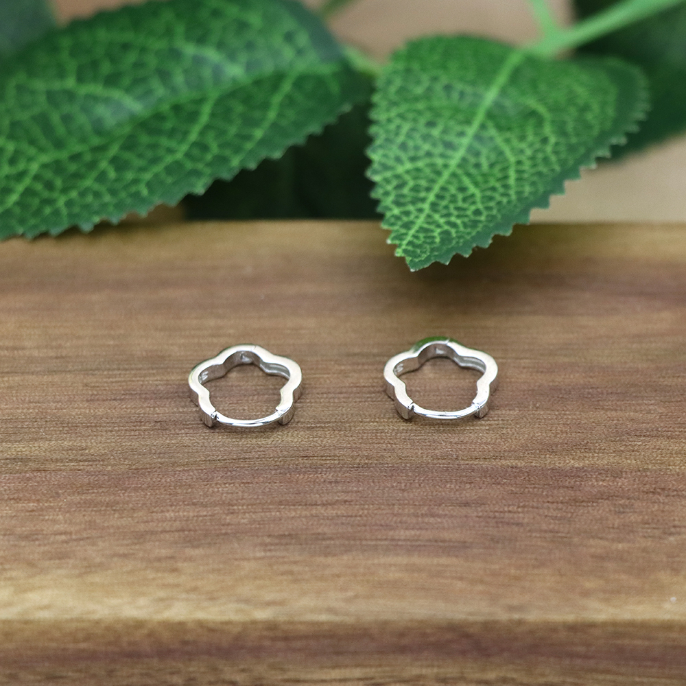 925 sterling silver floral hoop earrings
