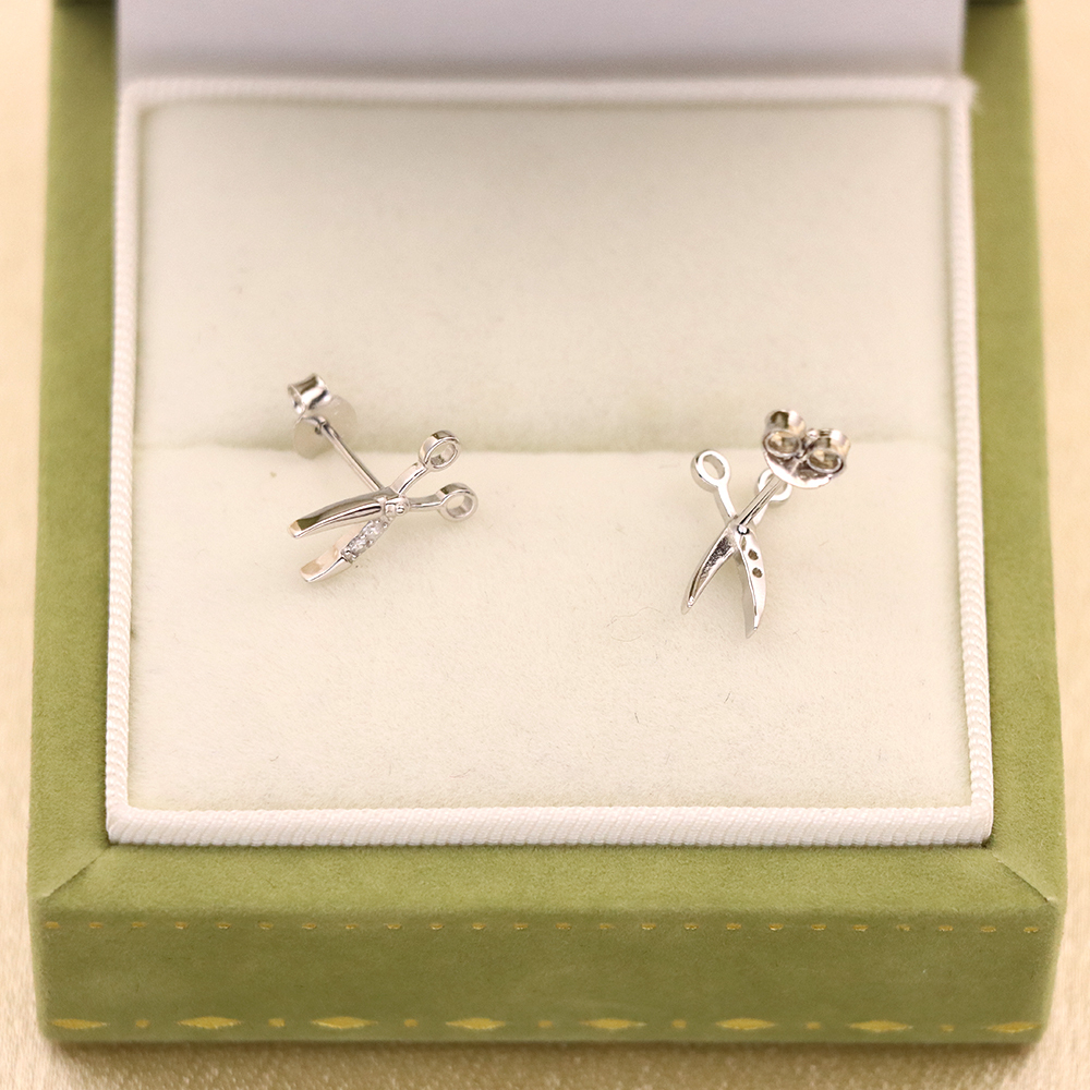 s925 sterling silver scissors stud earrings
