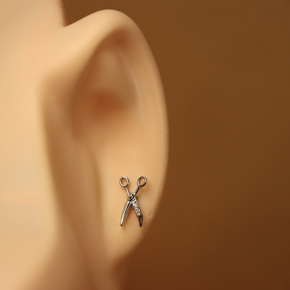 s925 sterling silver scissors stud earrings