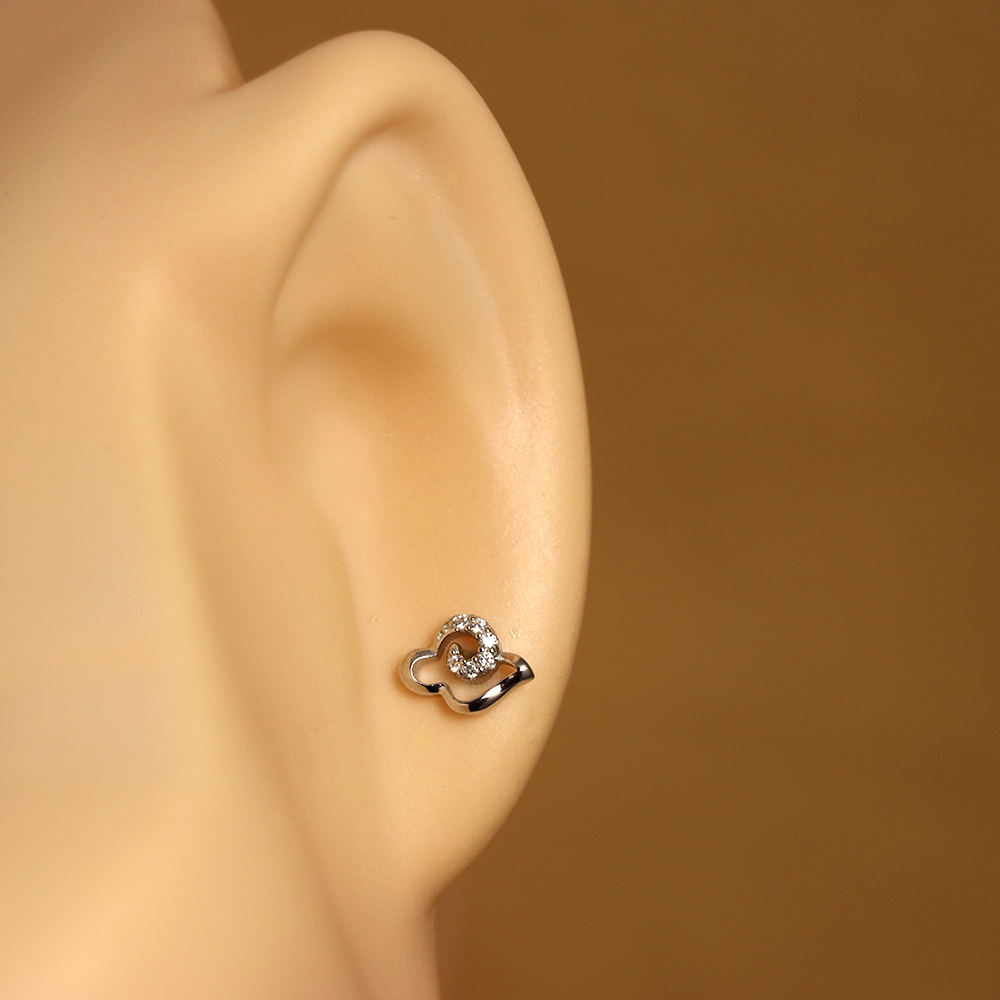 S925 Sterling Silver Dainty Stud Earrings with Micro-Pave Earrings