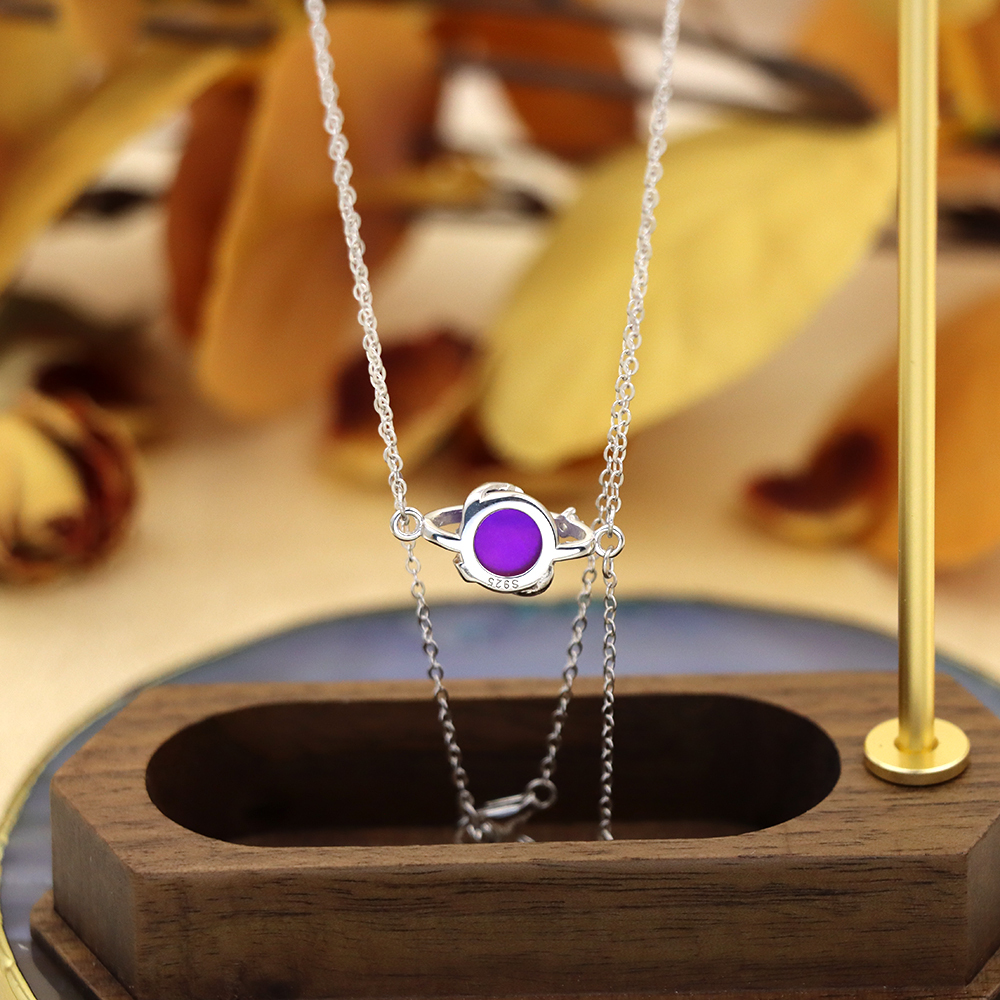 Moonstone Planet 925 sterling silver necklace fringe sweater chain