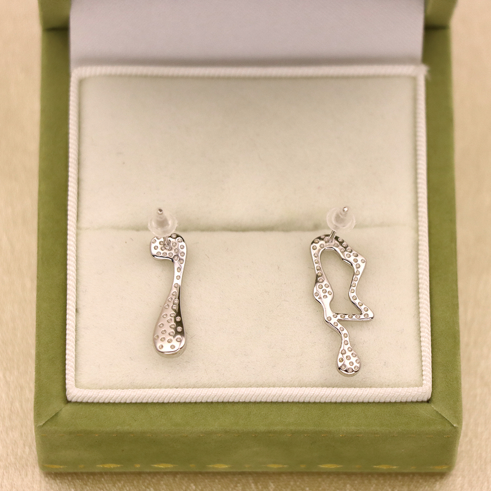 S925 Sterling Silver Asymmetric Lava Stud Earrings - Music Note Earrings