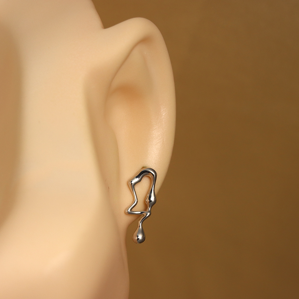 S925 Sterling Silver Asymmetric Lava Stud Earrings - Music Note Earrings