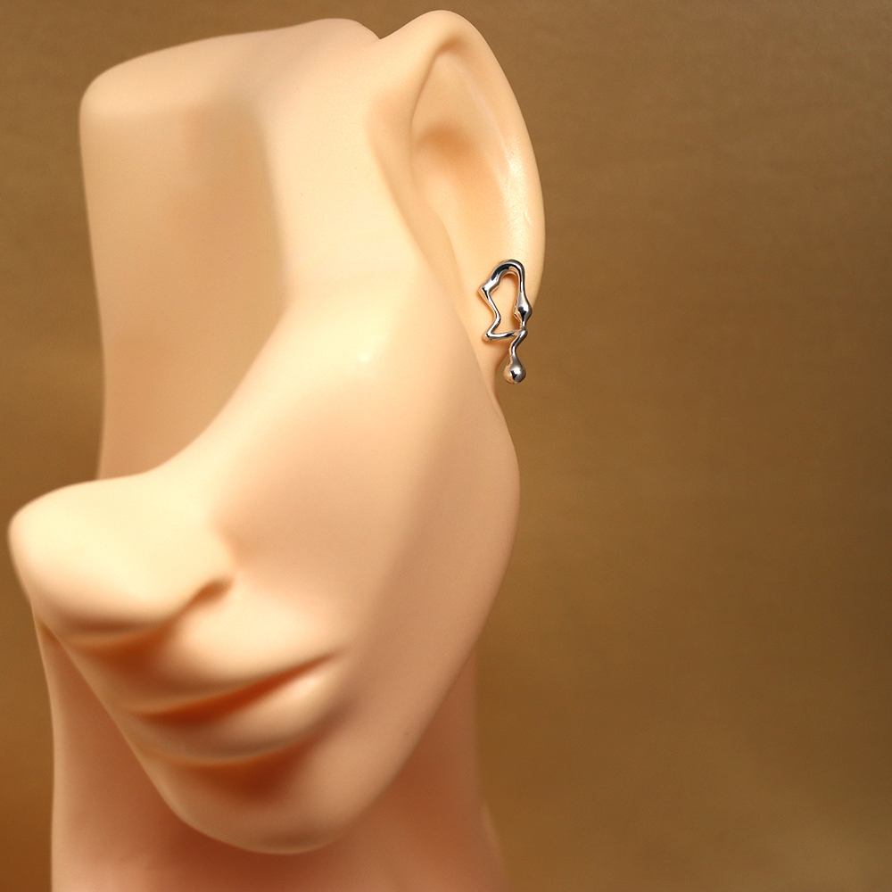 S925 Sterling Silver Asymmetric Lava Stud Earrings - Music Note Earrings