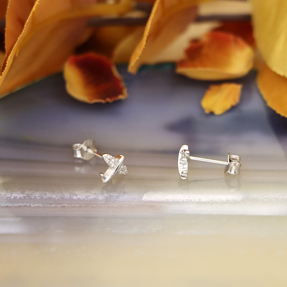 S925 Sterling Silver Diamond-Studded Airplane Stud Earrings