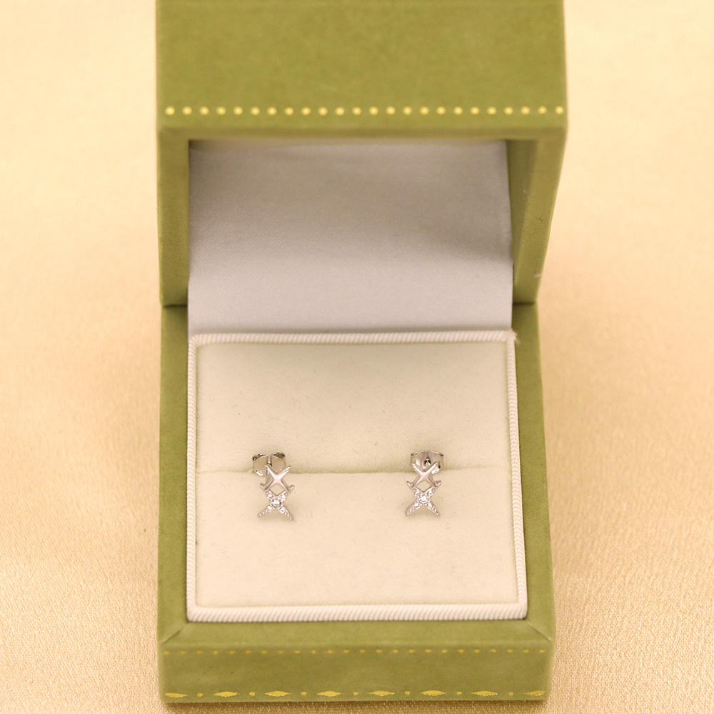 S925 Sterling Silver Square Star Stud Earrings