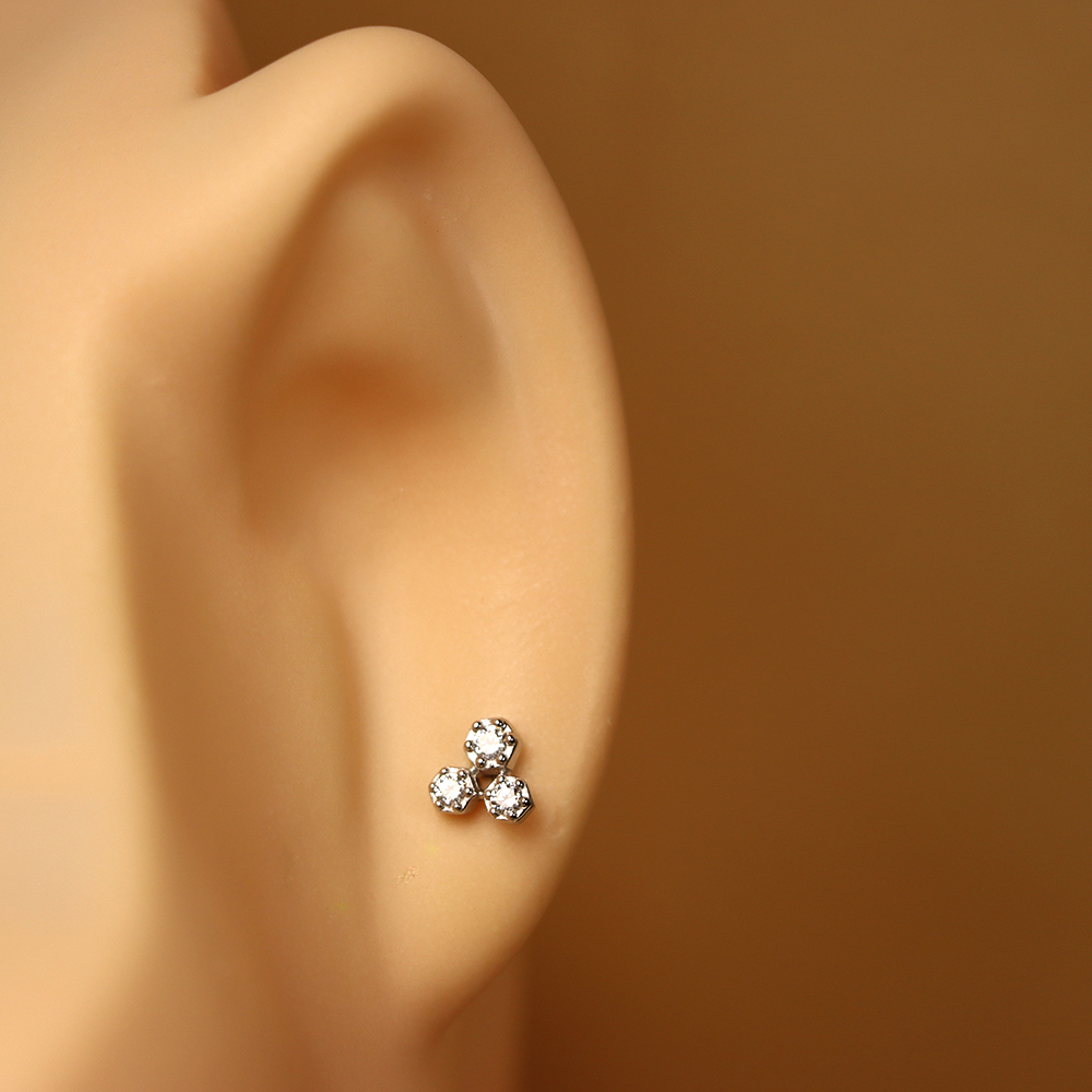 S925 Sterling Silver Minimalist Geometric Stud Earrings with Diamonds for Women