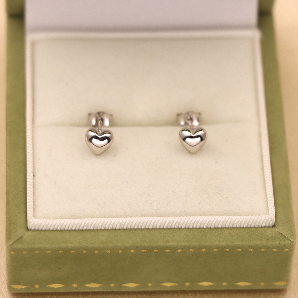 S925 Sterling Silver Heart Stud Earrings - Minimalist Heart Earrings