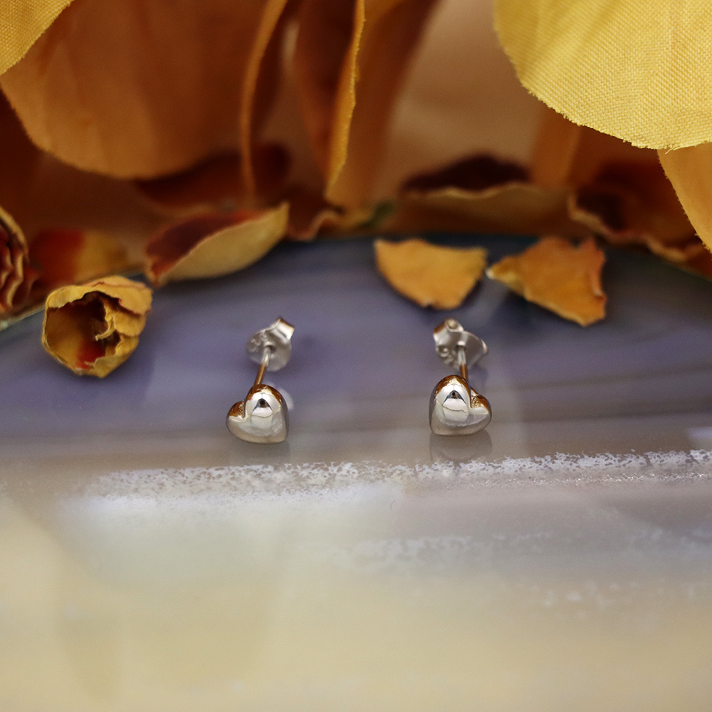S925 Sterling Silver Heart Stud Earrings - Minimalist Heart Earrings
