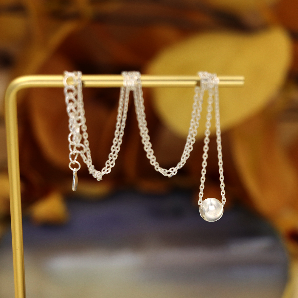 S925 sterling silver round pearl cat-eye sparkling transfer pearl necklace for ladies