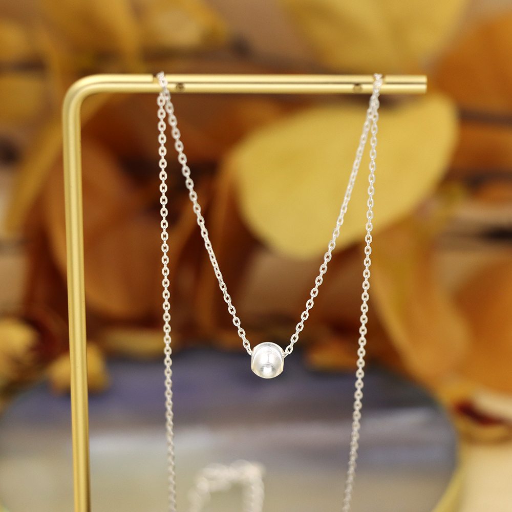 S925 sterling silver round pearl cat-eye sparkling transfer pearl necklace for ladies