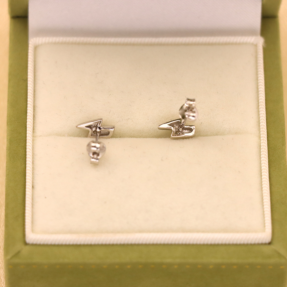 S925 Sterling Silver Mini Lightning Bolt Stud Earrings with Diamonds - Minimalist Earrings