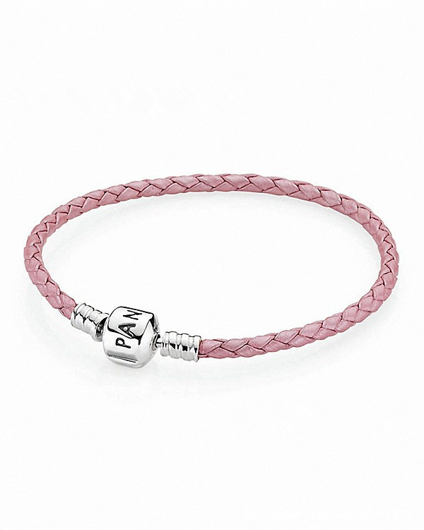 Pandora DOUBLE BRAIDED LEATHER PINK BRACELET