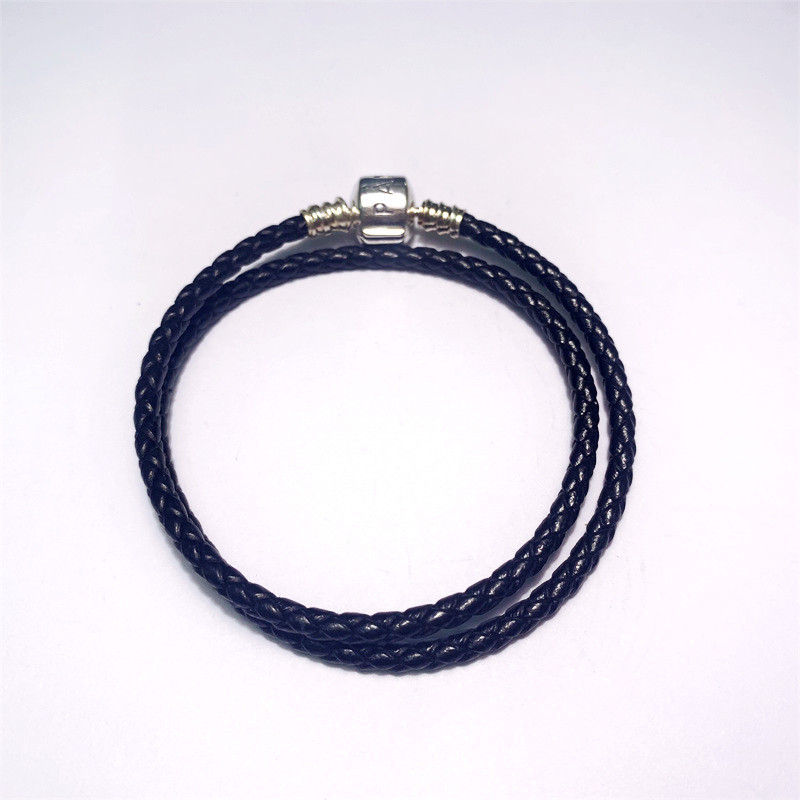 Pandora BRACELET DOUBLE BRAIDED LEATHER BLACK