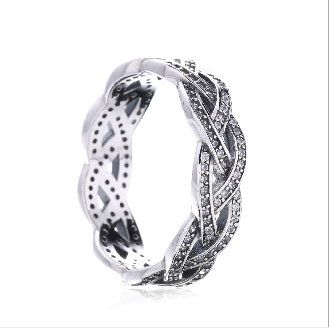 Pandora Sterling Silver CZ Plait Statement Ring