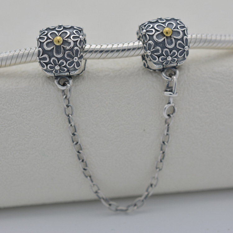 Pandora S925 CHARM 2-TONE BOUQUET SAFETY CHAIN