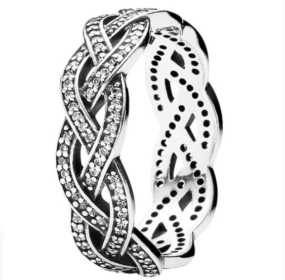 Pandora Sterling Silver CZ Plait Statement Ring