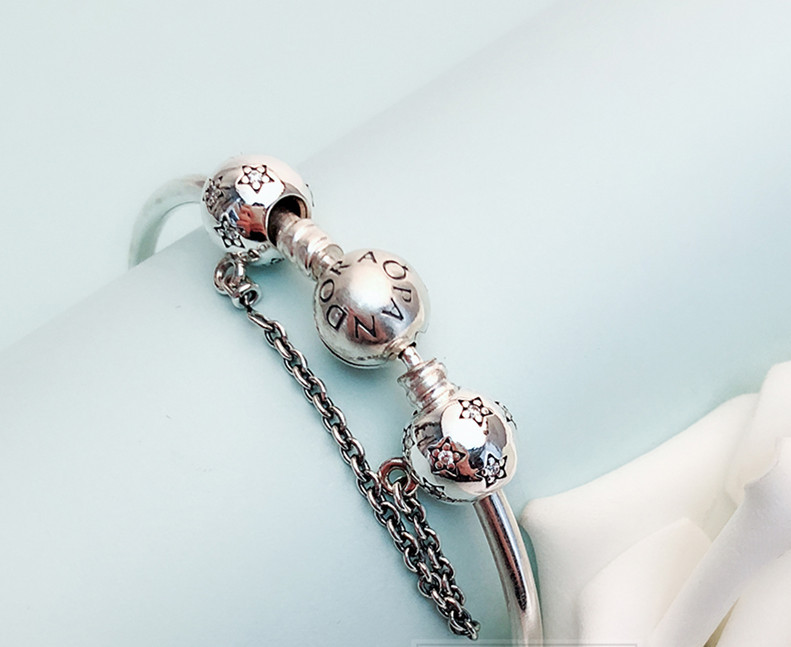 Pandora S925 Silver & Gold two tone Hearts Safety Chain