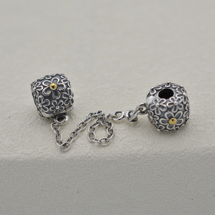 Pandora S925 CHARM 2-TONE BOUQUET SAFETY CHAIN