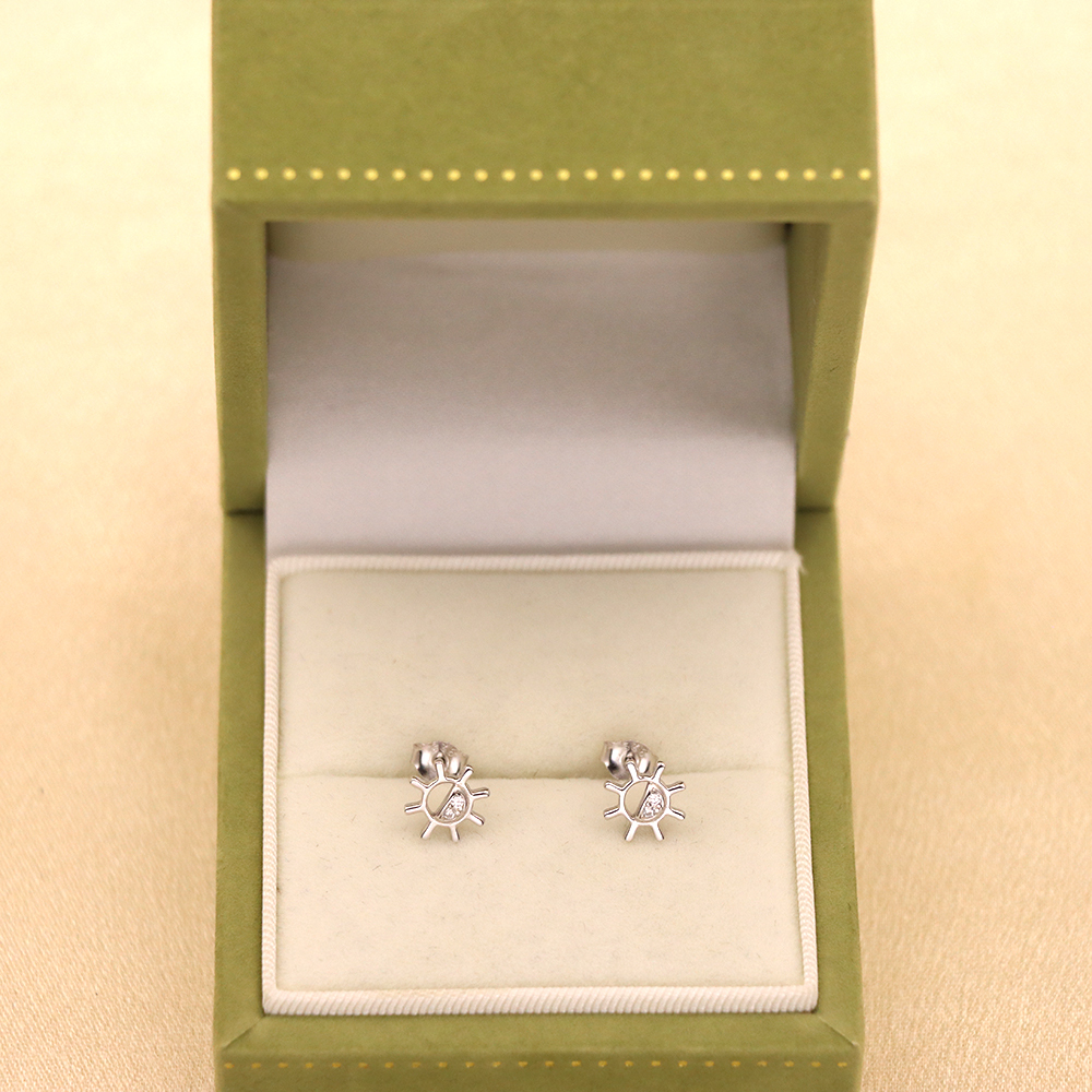 S925 Sterling Silver Sunflower Stud Earrings with Micro-Pave Diamonds