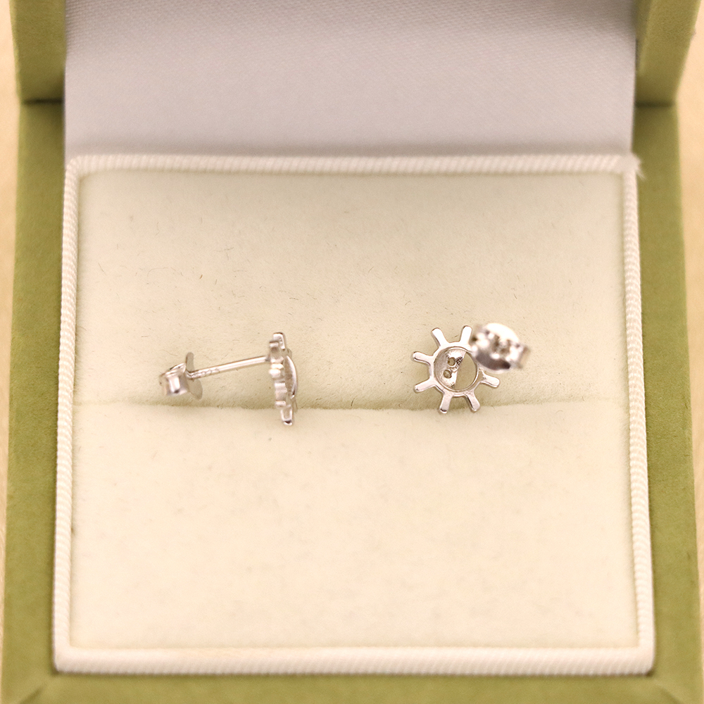 S925 Sterling Silver Sunflower Stud Earrings with Micro-Pave Diamonds