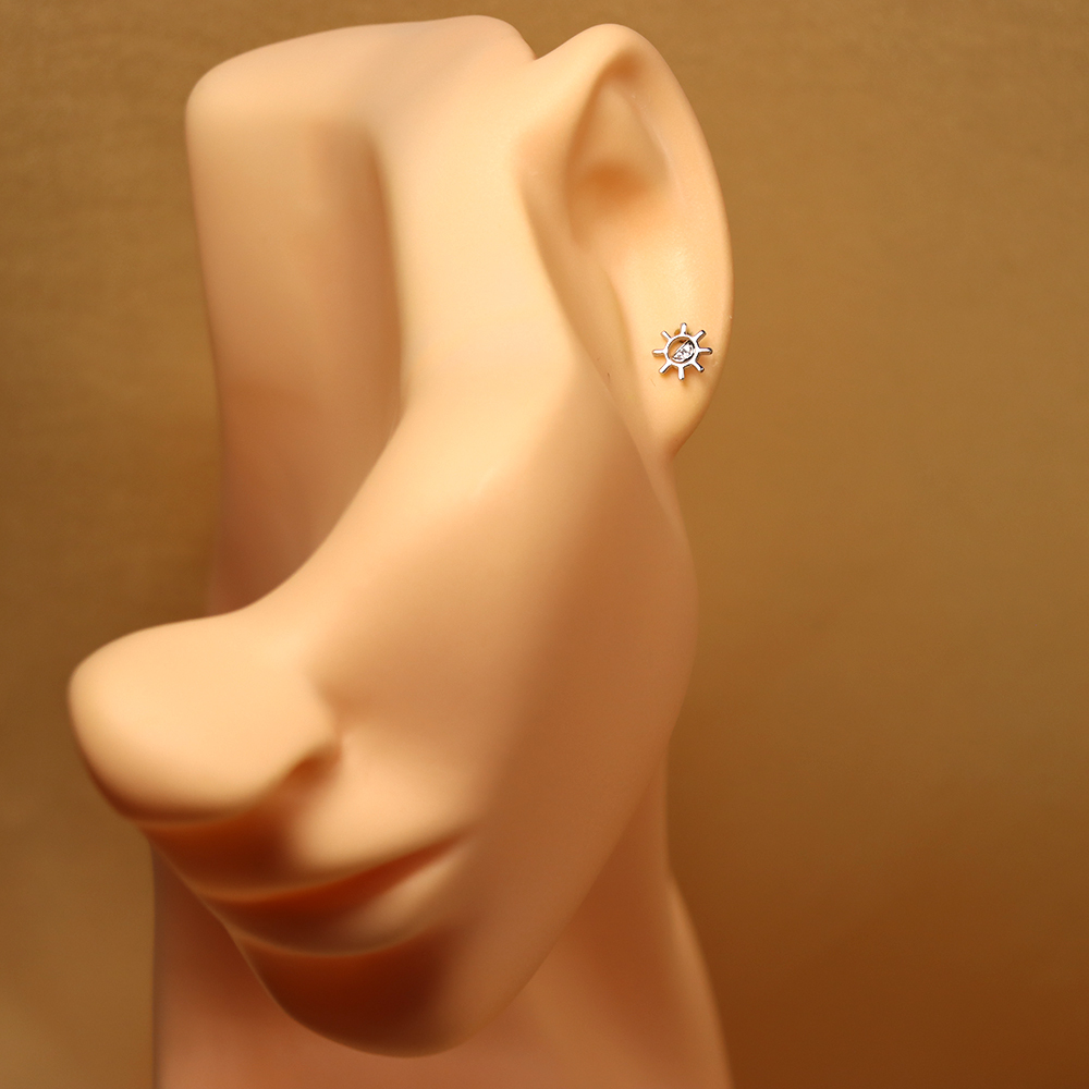 S925 Sterling Silver Sunflower Stud Earrings with Micro-Pave Diamonds