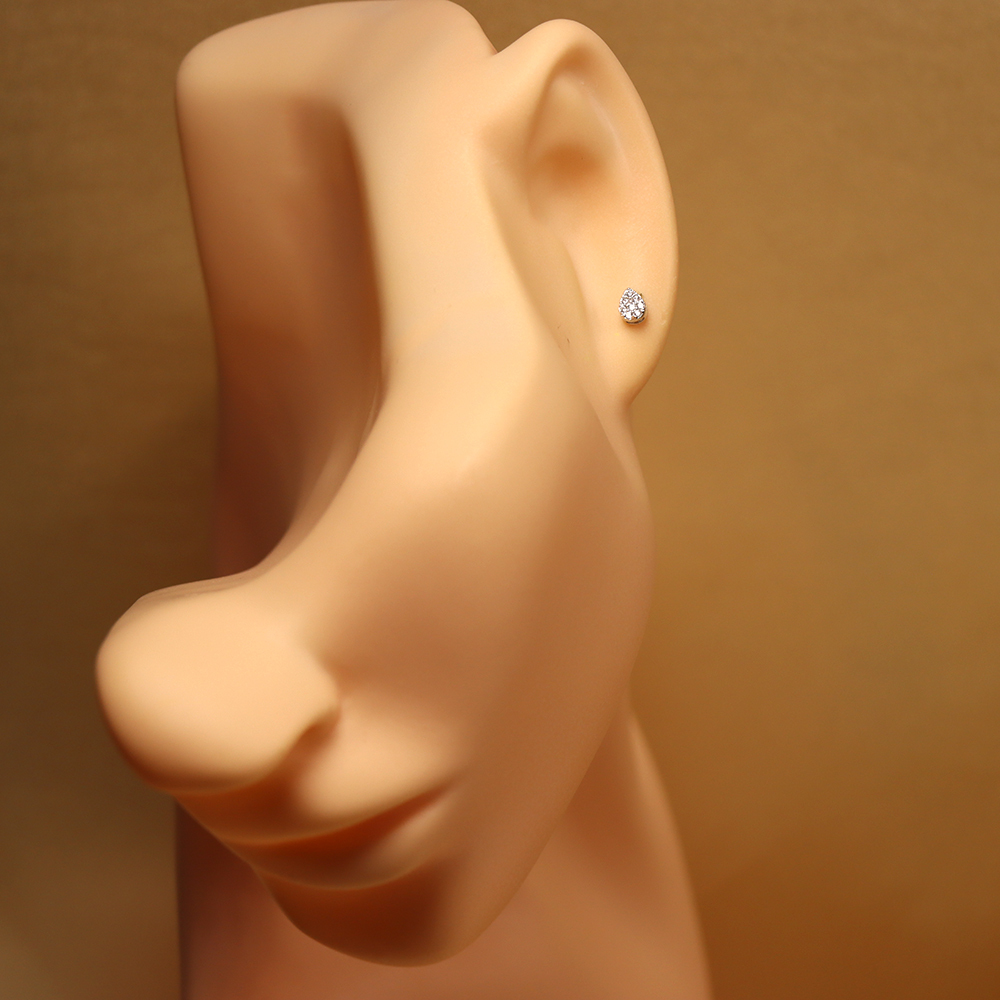 S925 Sterling Silver Mini Teardrop Stud Earrings with Full Diamonds - Gift for Best Friend