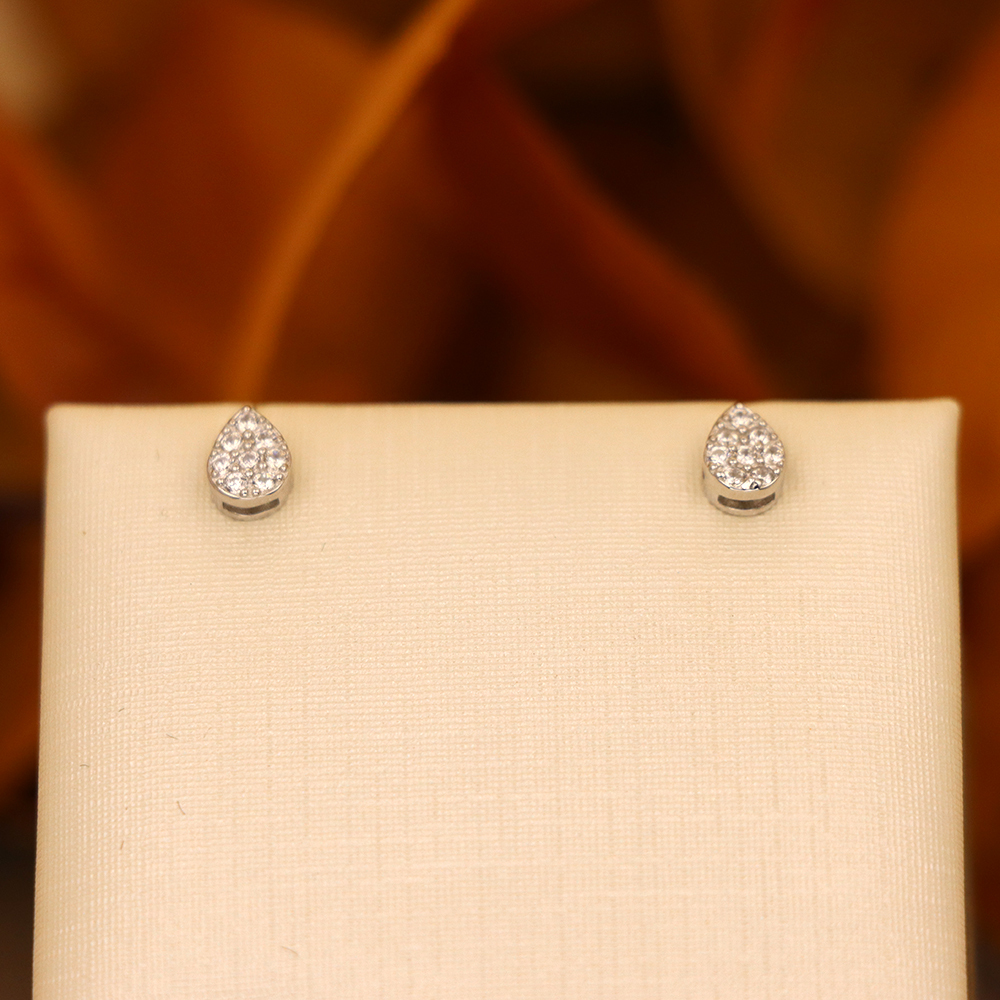 S925 Sterling Silver Mini Teardrop Stud Earrings with Full Diamonds - Gift for Best Friend