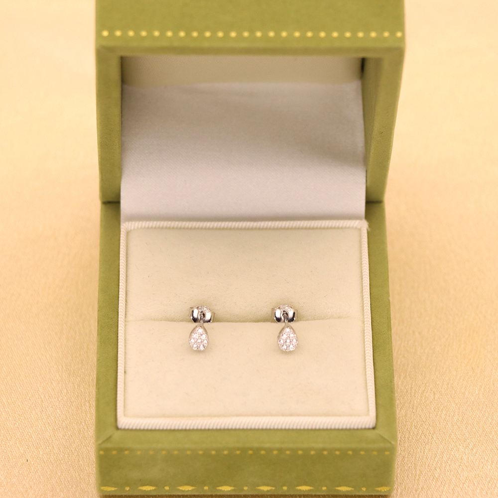 S925 Sterling Silver Mini Teardrop Stud Earrings with Full Diamonds - Gift for Best Friend