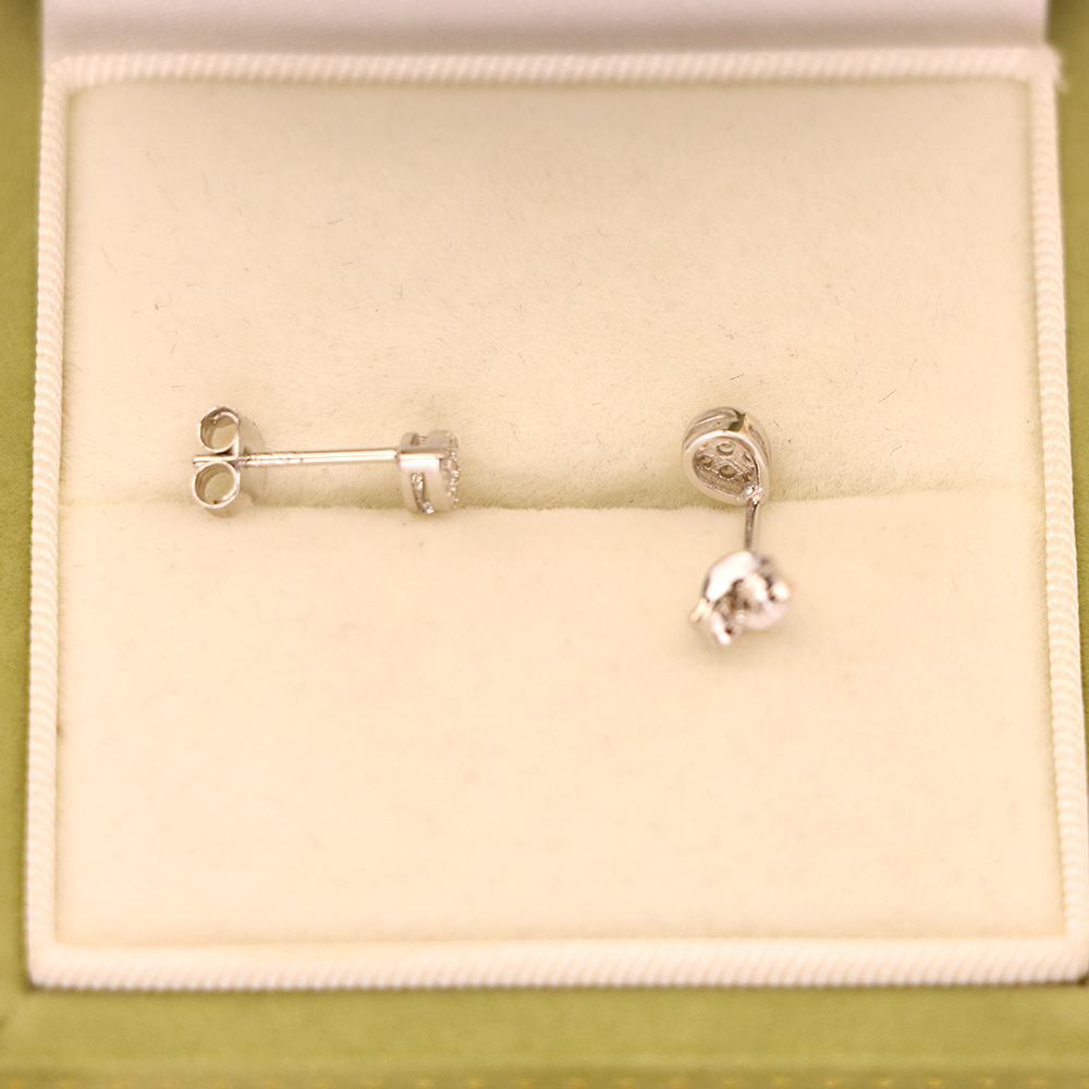 S925 Sterling Silver Mini Teardrop Stud Earrings with Full Diamonds - Gift for Best Friend