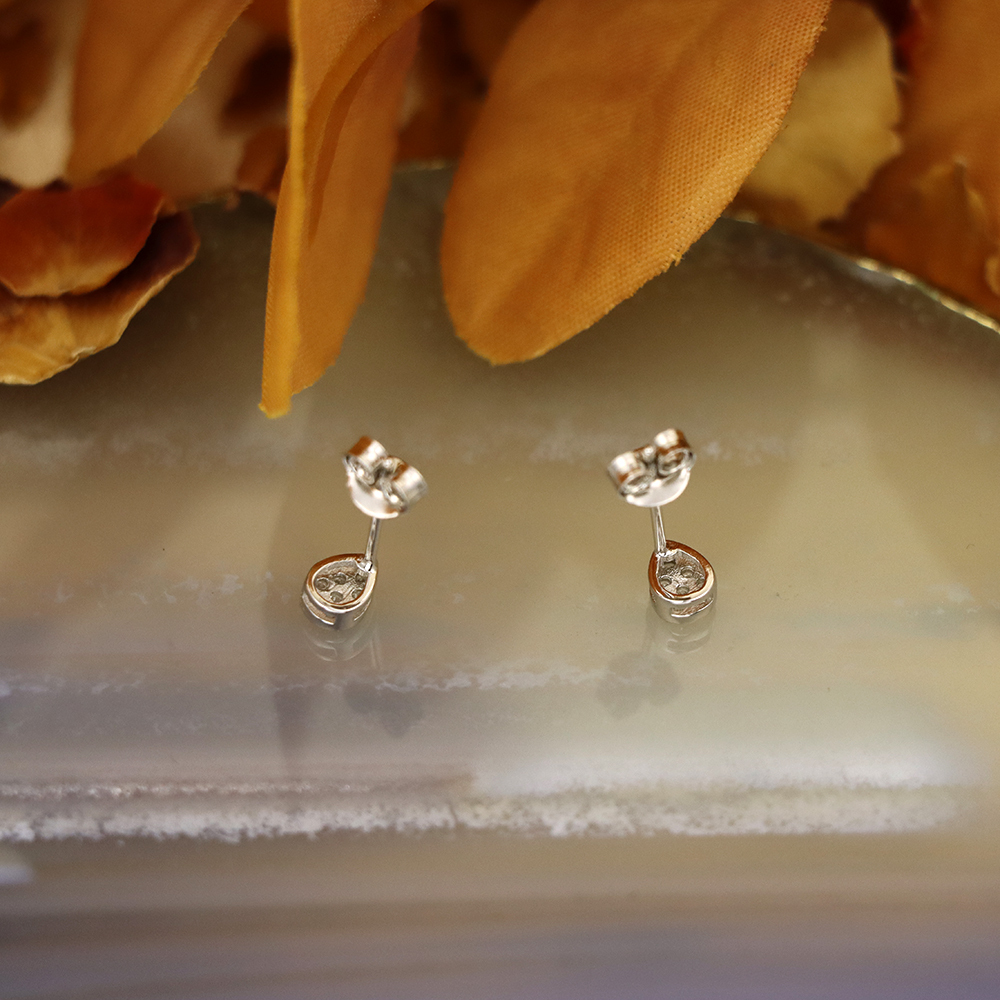 S925 Sterling Silver Mini Teardrop Stud Earrings with Full Diamonds - Gift for Best Friend