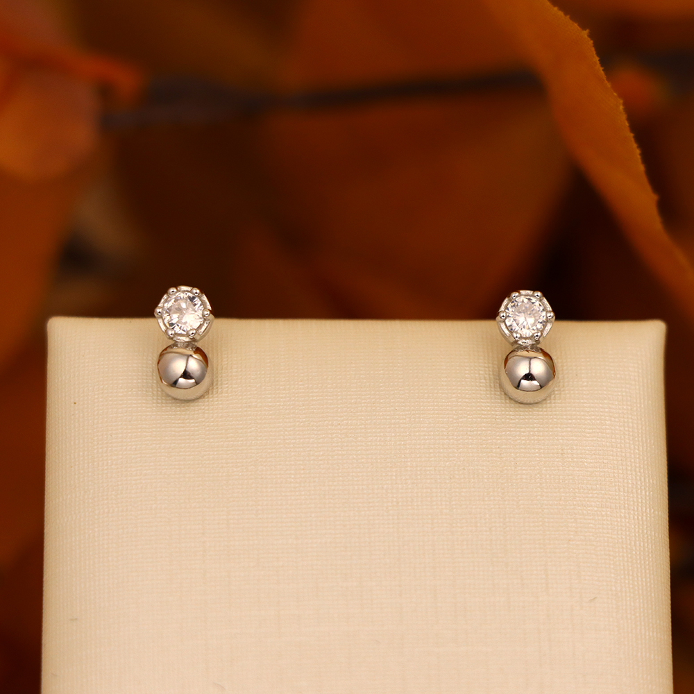 S925 Sterling Silver Simulated Diamond Bubble Stud Earrings