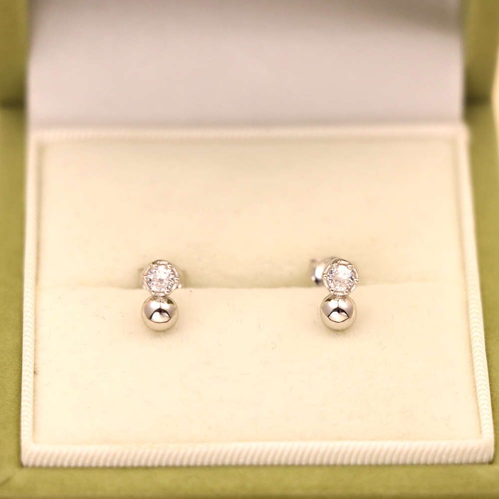 S925 Sterling Silver Simulated Diamond Bubble Stud Earrings