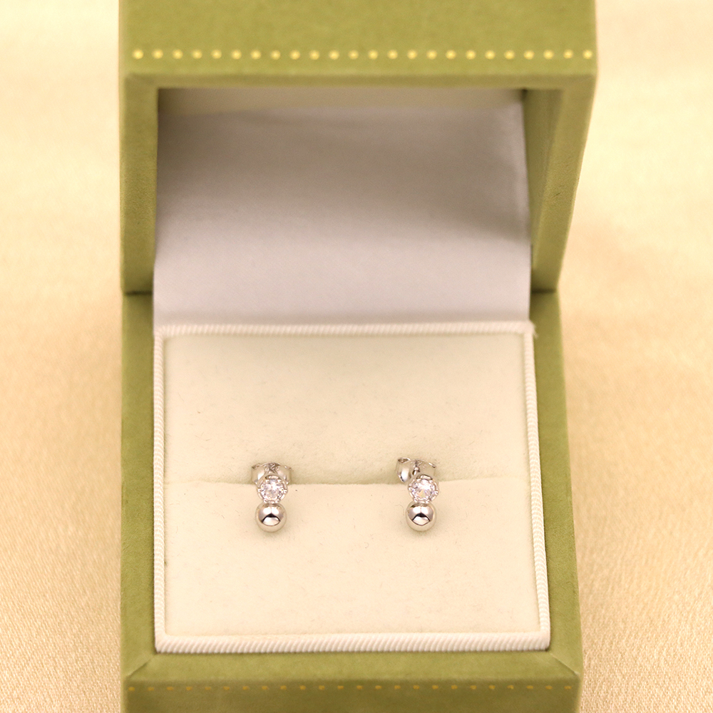 S925 Sterling Silver Simulated Diamond Bubble Stud Earrings