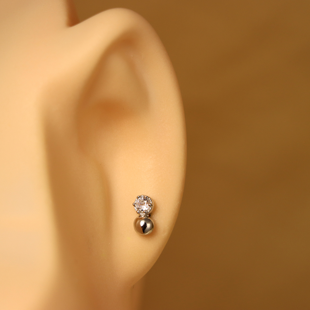 S925 Sterling Silver Simulated Diamond Bubble Stud Earrings