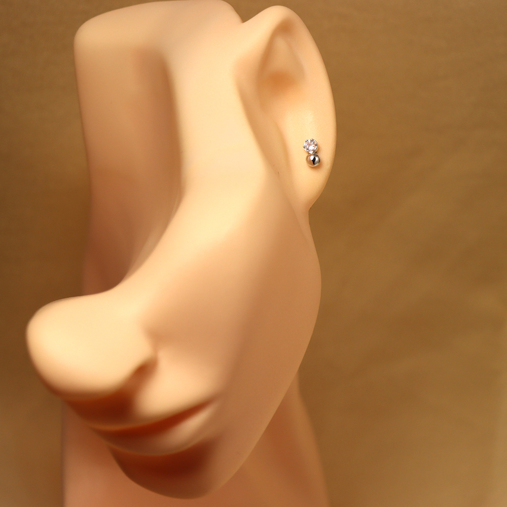 S925 Sterling Silver Simulated Diamond Bubble Stud Earrings