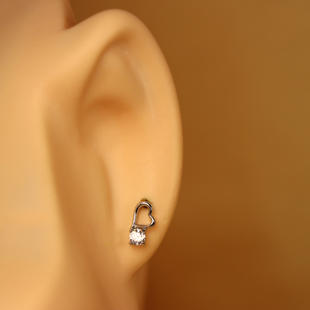 S925 Sterling Silver Hollow Heart Stud Earrings
