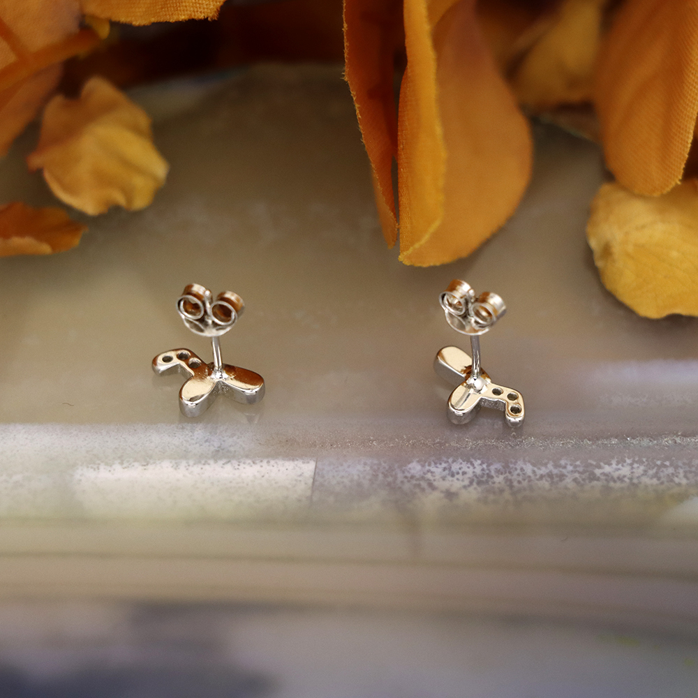 S925 Sterling Silver Heart Stud Earrings with Diamonds - Heart-Shaped Earrings