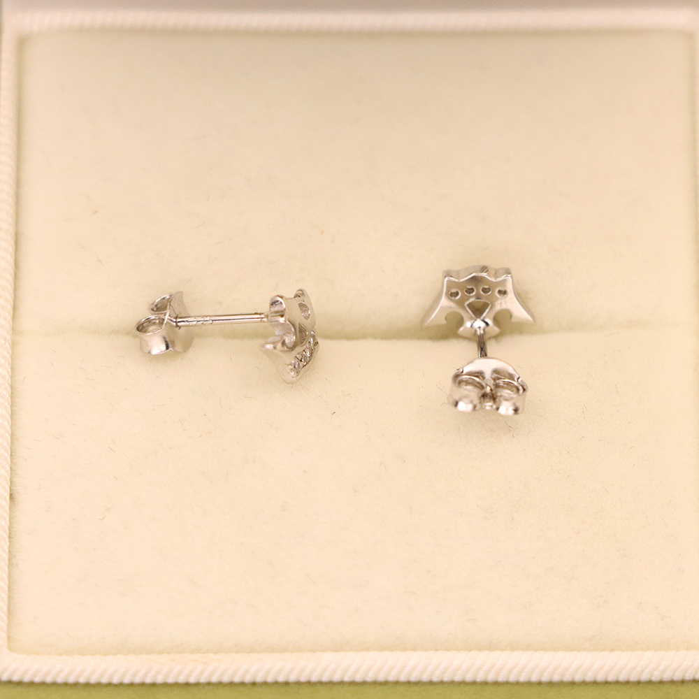 S925 Sterling Silver Mini Crown Stud Earrings with Diamonds