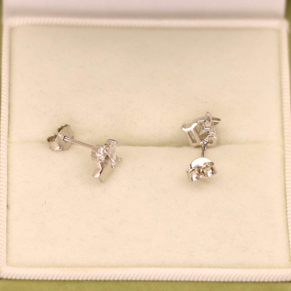 S925 Sterling Silver Star Stud Earrings with Diamonds - Cube Candy Earrings