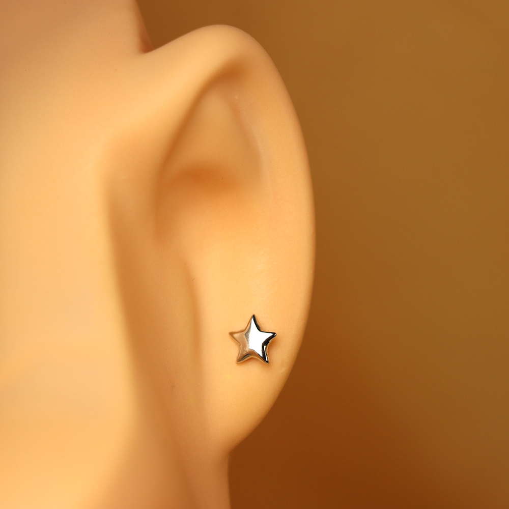 Solid 925 Sterling Silver Earrings (Stud) Moon & Star Design New