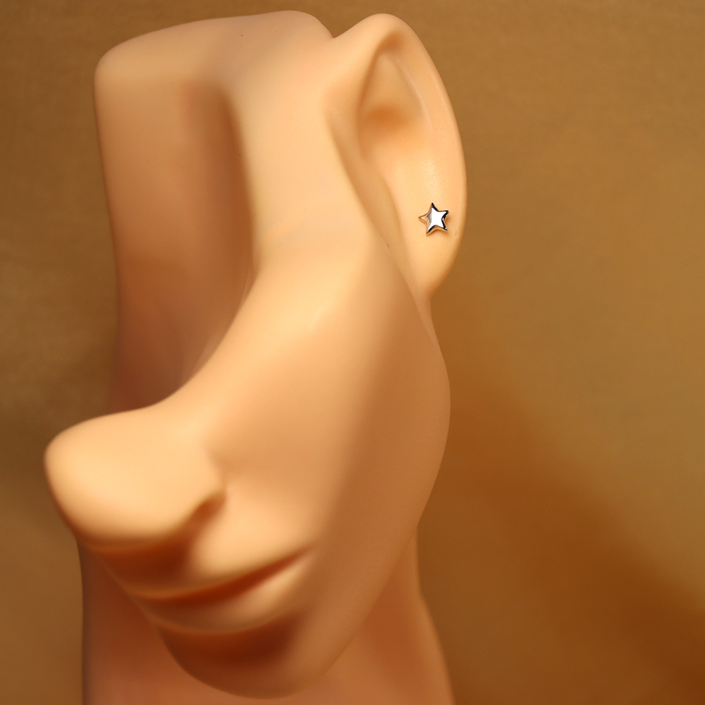 Solid 925 Sterling Silver Earrings (Stud) Moon & Star Design New