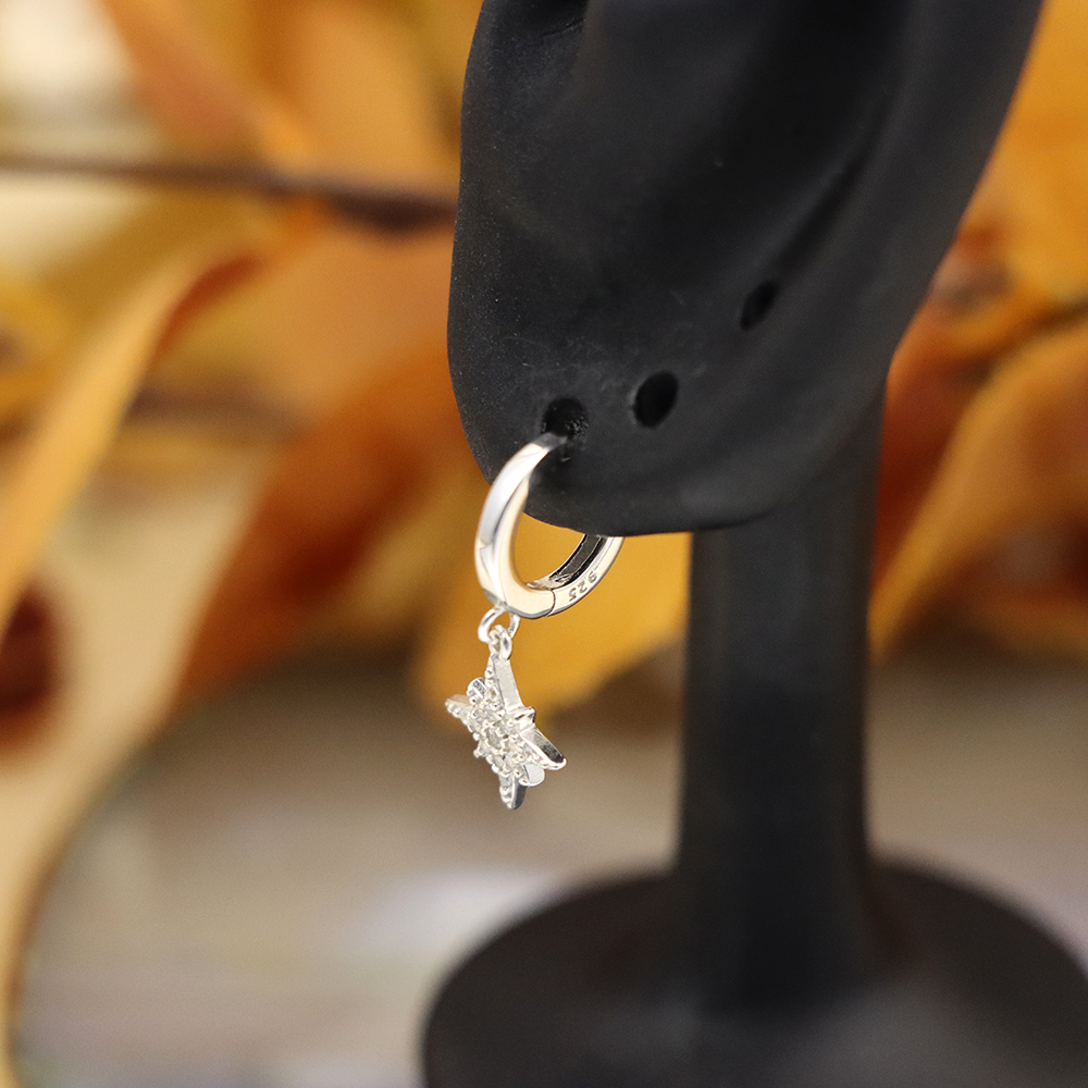 S925 Sterling Silver Eight-pointed Star-shaped Silver Ear Clasps