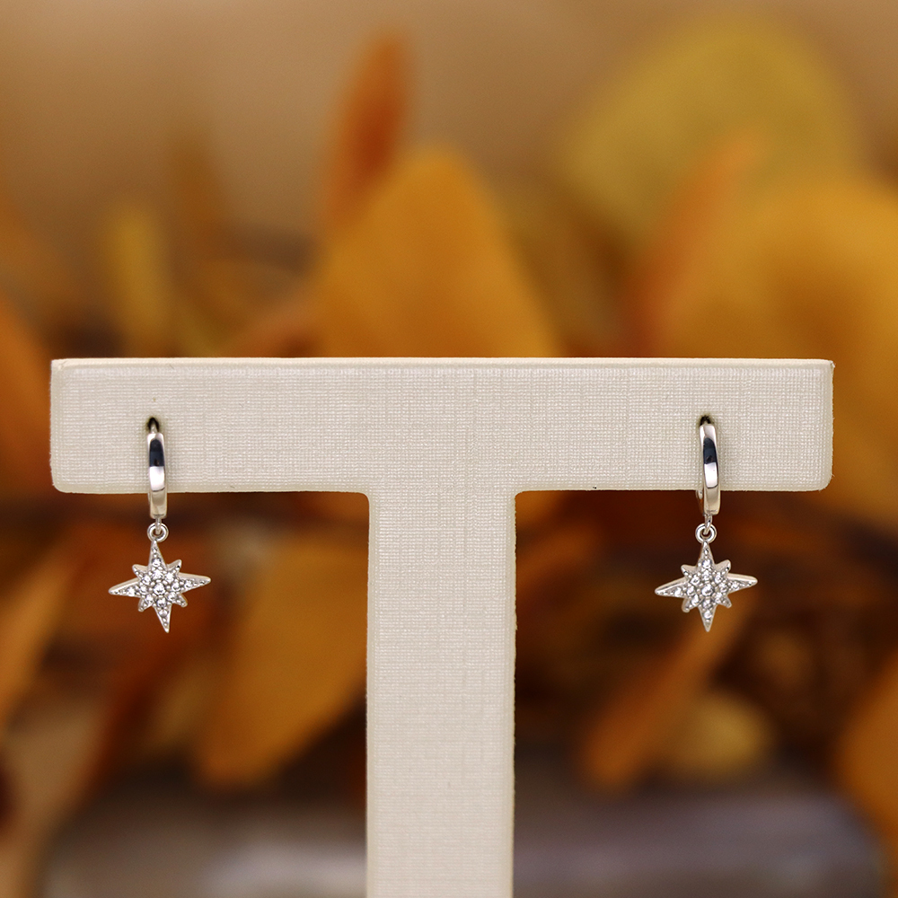 S925 Sterling Silver Eight-pointed Star-shaped Silver Ear Clasps