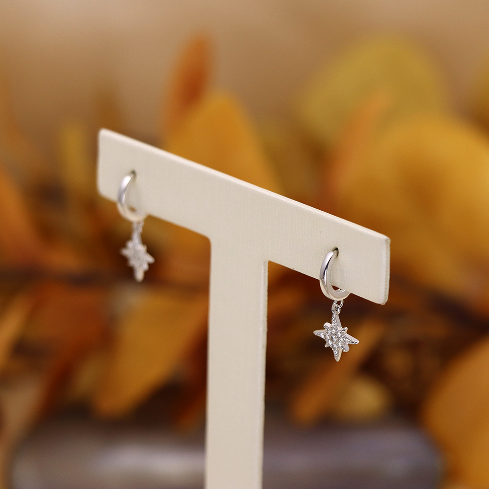 S925 Sterling Silver Eight-pointed Star-shaped Silver Ear Clasps