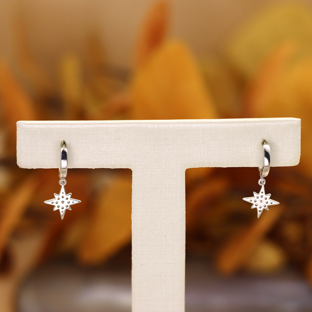 S925 Sterling Silver Eight-pointed Star-shaped Silver Ear Clasps