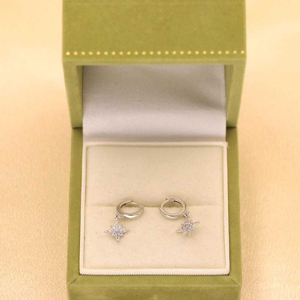 S925 Sterling Silver Eight-pointed Star-shaped Silver Ear Clasps