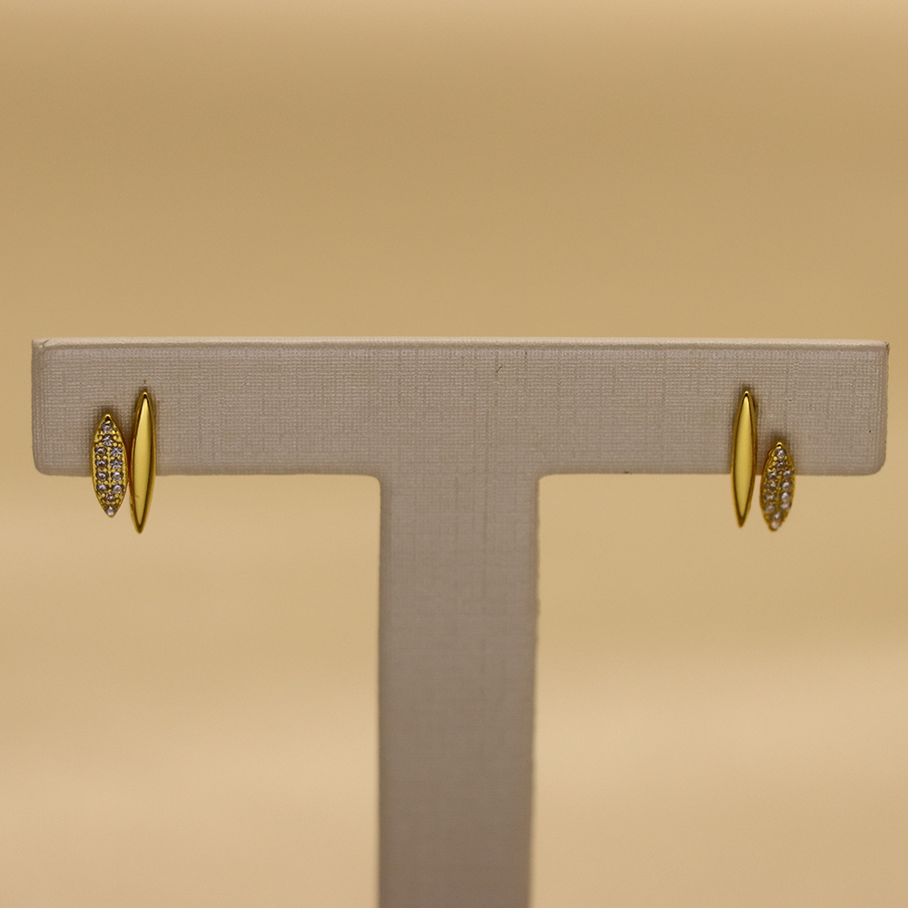 Sterling Silver Double Layer Crystal Spike Earrings - Minimalist Double Bar Stud Earrings